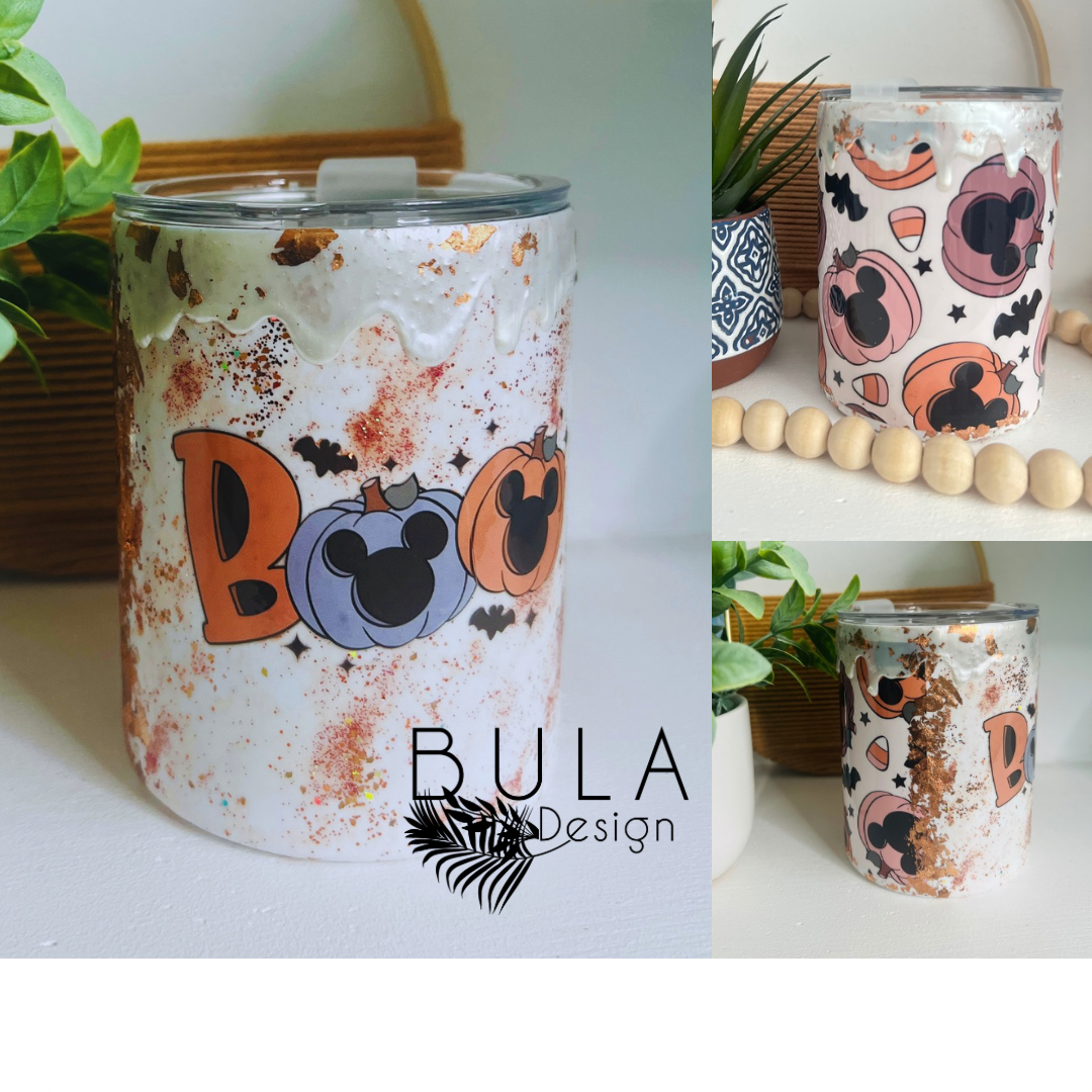 Boo Pumpkin Tumbler, Insulated Stainless Steel Travel Mug for Halloween Drinks, 10oz... -