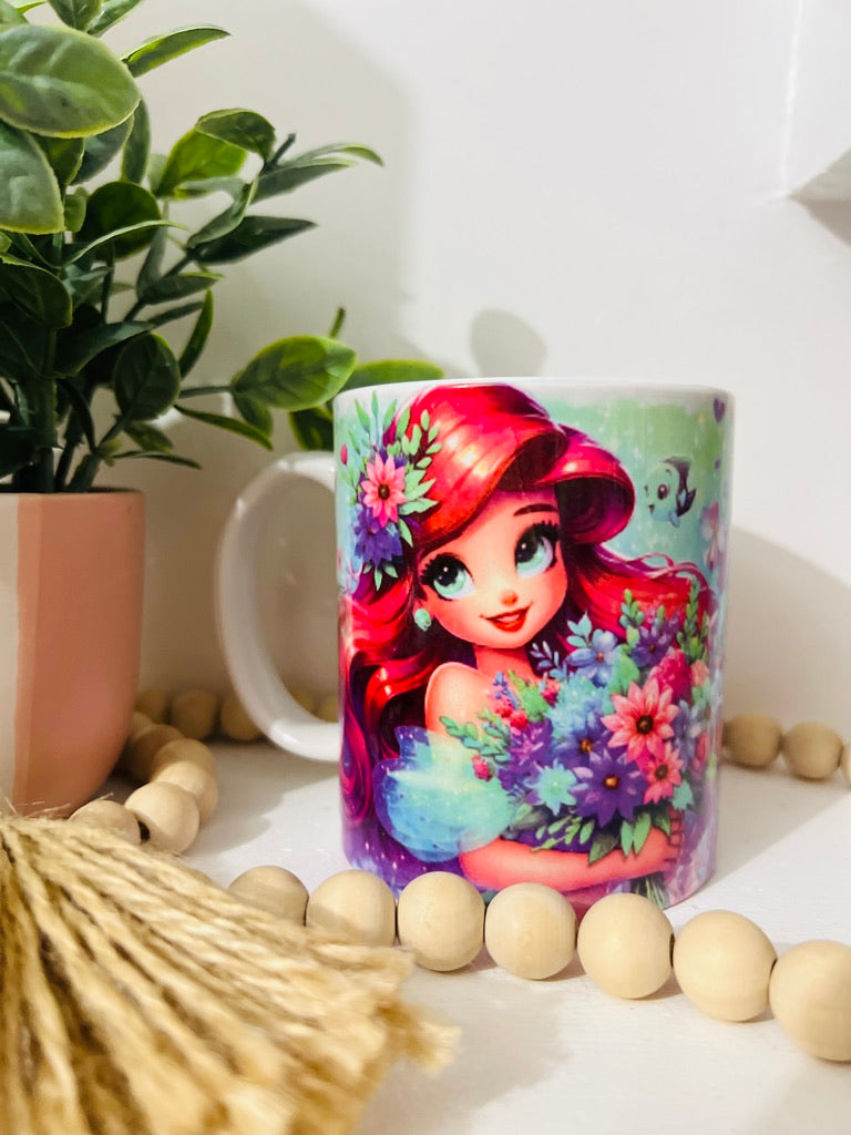 Taza Sublimada Mermaid Flower